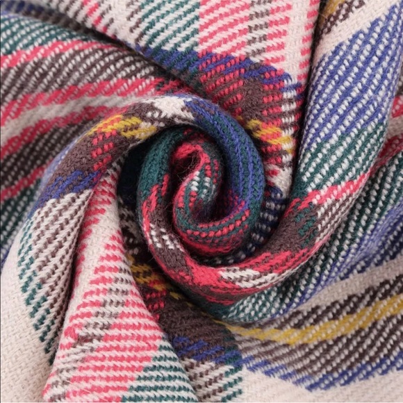 NEW Khaki Blend Oversized Tartan Scarf - Picture 4 of 7